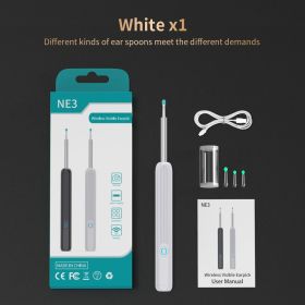 NE3 Ear Cleaner High Precision Ear Wax Removal Tool with Camera LED Light Wireless Otoscope Smart Ear Cleaning Kit Best Gift (Color: White)