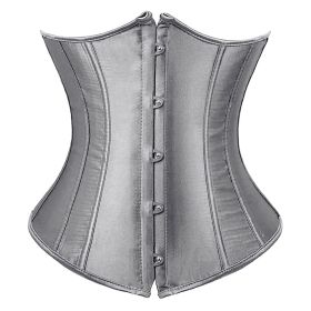 SEXY Gothic Underbust Corset and Waist cincher Bustiers Top Workout Shape Body Belt Plus size Lingerie S-6XL (Color: gray, size: XXL)